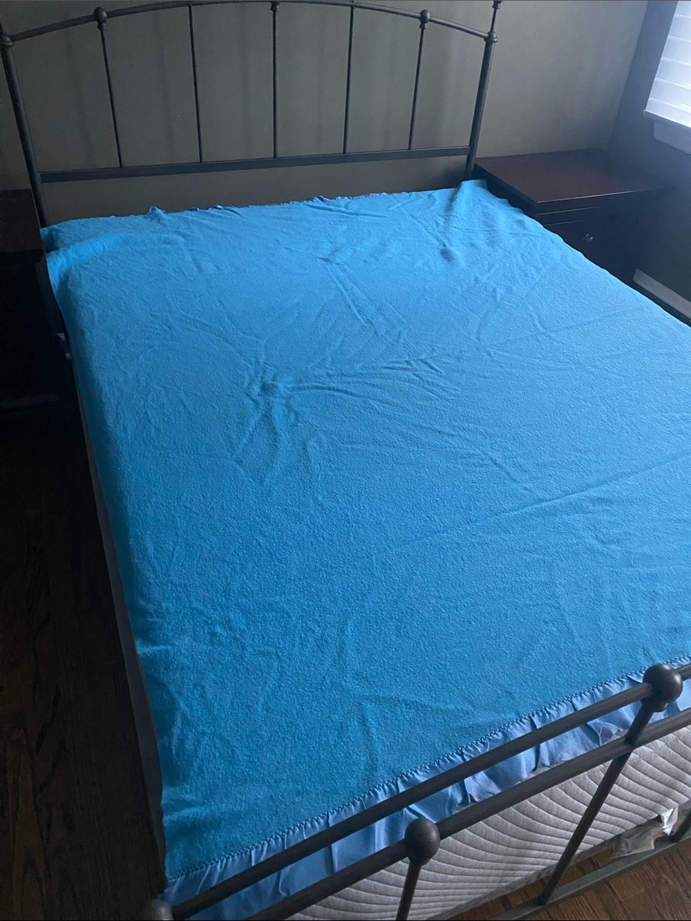 Vintage Faribo Bright Blue Wool Throw Blanket